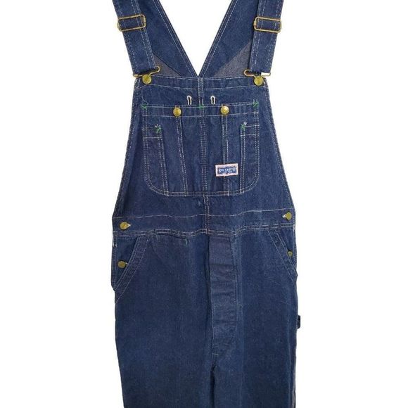 Vintage Big Smith Denim Bib Overalls - Dark Blue Farm Workwear - Mens 34 x 34 - Picture 1 of 16